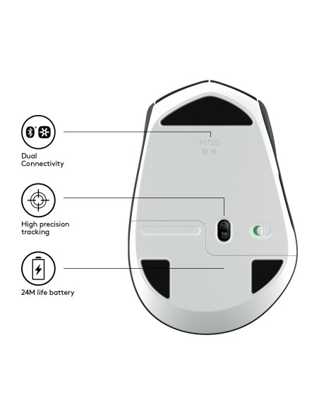 Logitech M720 ratón mano derecha RF inalámbrica + Bluetooth Óptico 1000 DPI