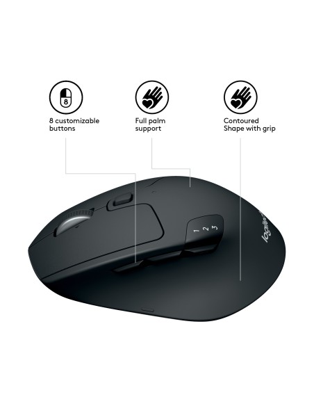 Logitech M720 ratón mano derecha RF inalámbrica + Bluetooth Óptico 1000 DPI