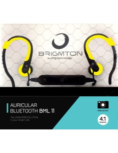 Brigmton BML 11 auriculares para móvil Monoaural Dentro de oído Negro, Amarillo Inalámbrico