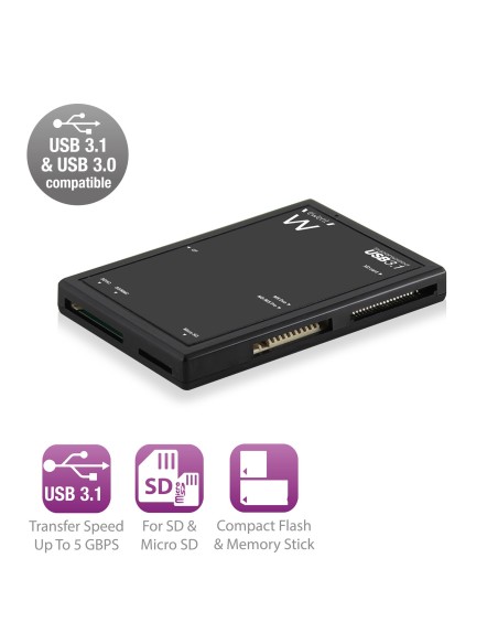 Ewent EW1074 lector de tarjeta Negro USB 3.0 (3.1 Gen 1) Type-B