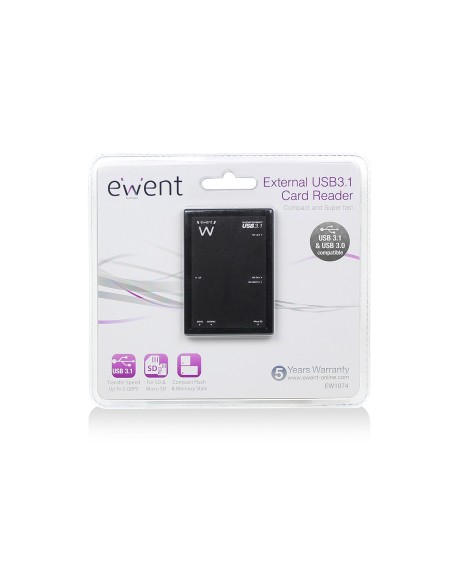 Ewent EW1074 lector de tarjeta Negro USB 3.0 (3.1 Gen 1) Type-B