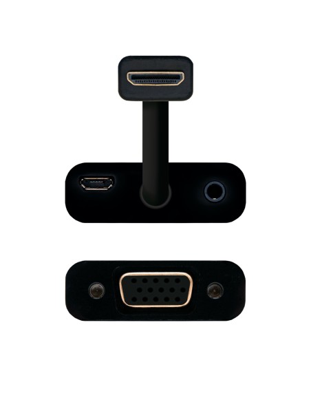 Nanocable 10.16.2003-BK cable gender changer mini HDMI SVGA, 3.5mm Negro