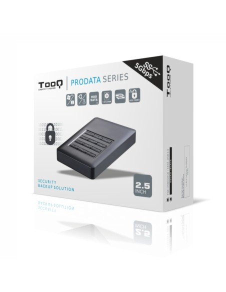 TooQ Caja HDD 2,5" 7 9,5mm SATA USB 3.0 Cifrado con encriptación de contraseña