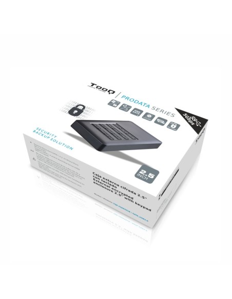 TooQ Caja HDD 2,5" 7 9,5mm SATA USB 3.0 Cifrado con encriptación de contraseña