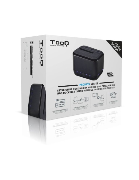 TooQ TQDSHC-101B base de conexión para disco duro USB 3.0 (3.1 Gen 1) Type-B Negro
