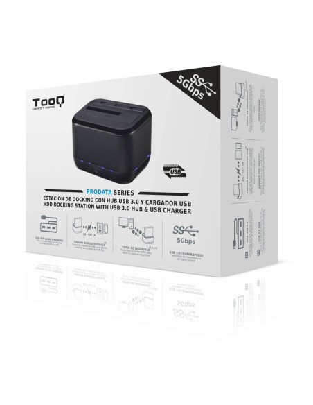 TooQ TQDSHC-101B base de conexión para disco duro USB 3.0 (3.1 Gen 1) Type-B Negro