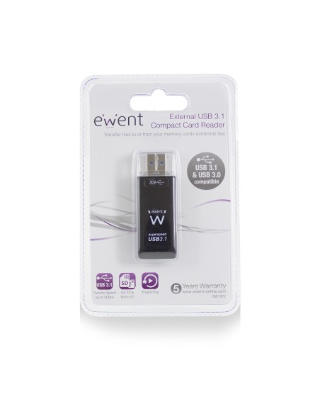 Ewent EW1072 lector de tarjeta USB 3.0 (3.1 Gen 1) Type-A Negro