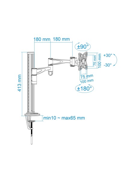 TooQ SOPORTE DE MESA GIRATORIO E INCLINABLE PARA MONITOR   TV LCD, PLASMA (3 PIVOTES, 1 BRAZO) 13-23, PLATA