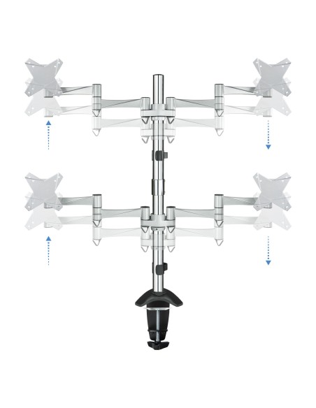 TooQ SOPORTE DE MESA GIRATORIO E INCLINABLE PARA MONITOR   TV LCD, PLASMA (3 PIVOTES, 4 BRAZOS) 13-23, PLATA