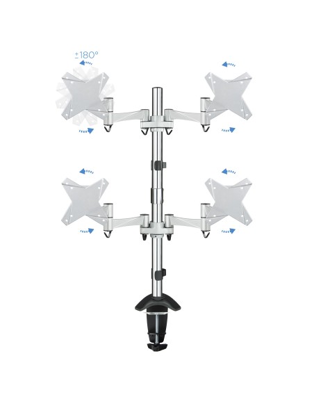 TooQ SOPORTE DE MESA GIRATORIO E INCLINABLE PARA MONITOR   TV LCD, PLASMA (3 PIVOTES, 4 BRAZOS) 13-23, PLATA