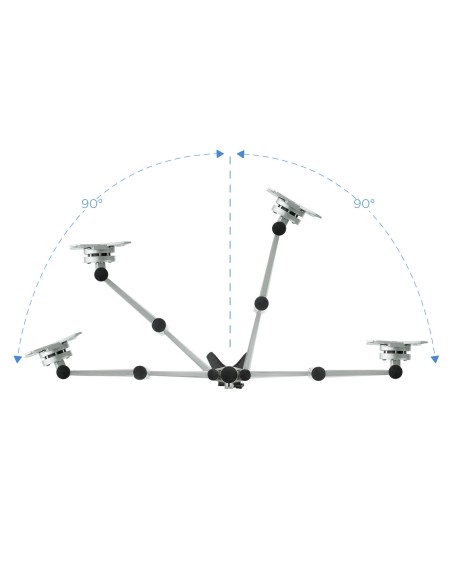 TooQ SOPORTE DE MESA GIRATORIO E INCLINABLE PARA MONITOR   TV LCD, PLASMA (3 PIVOTES, 4 BRAZOS) 13-23, PLATA