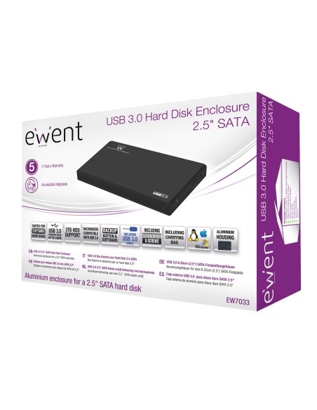 Ewent EW7033 caja para disco duro externo Negro 2.5"