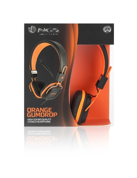 NGS Orange Gumdrop auriculares para móvil Binaural Diadema Negro, Naranja Alámbrico