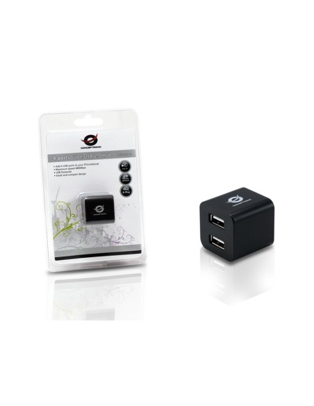 HUB USB 2.0 4 PUERTOS CONCEPTRONIC C4USBCUBEB