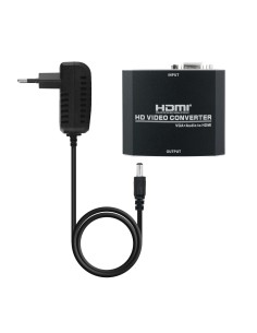 Nanocable CONVERSOR SVGA+AUDIO A HDMI CON ALIM., SVGA H+JACK 3.5 H-HDMI H, NEGRO