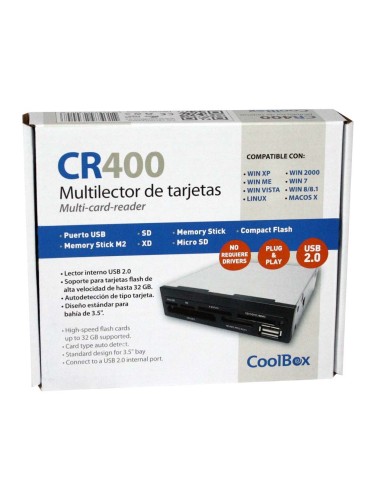 CoolBox CR-400V2 lector de tarjeta Interno Negro