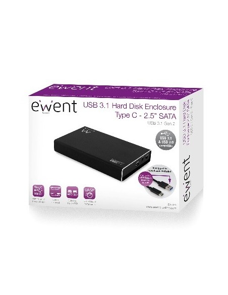 Ewent EW7070 caja para disco duro externo 2.5" Carcasa de duro SSD Negro