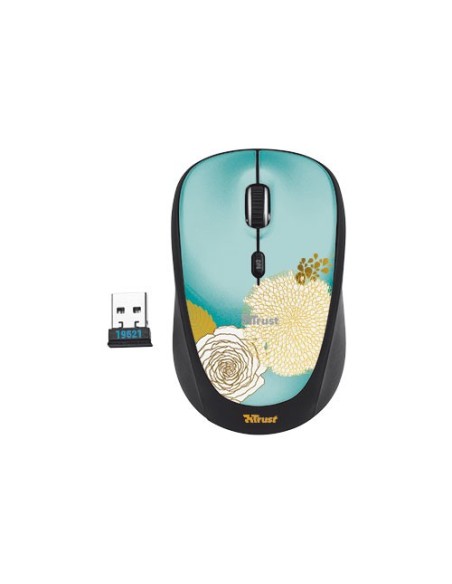 Trust Yvi ratón RF inalámbrico Óptico 1600 DPI Negro, Azul