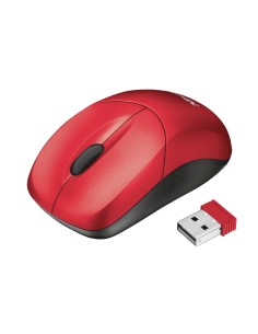Trust Inu ratón RF inalámbrico Óptico 1000 DPI Ambidextro Negro, Rojo