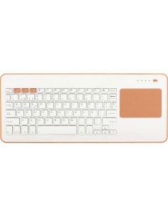 SilverHT Teclado Inalámbrico con Touchpad compatible con Smart TV, PC, Mac, iOS y Android Blanco y Melocotón