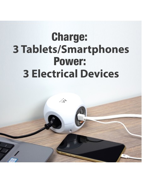 Ewent EW3939 base múltiple 1,5 m 3 salidas AC Interior Blanco