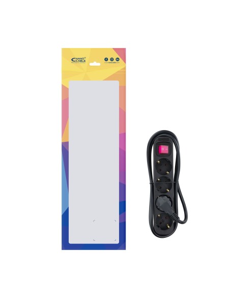 Nanocable Regleta de enchufes de 4 tomas con interruptor, 1.4 metros Negra