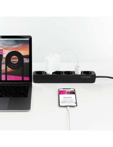 Nanocable Regleta de Enchufes 6 Tomas 1.4 m Negro
