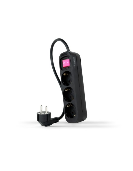 Nanocable Regleta 3 Tomas Interruptor Negro