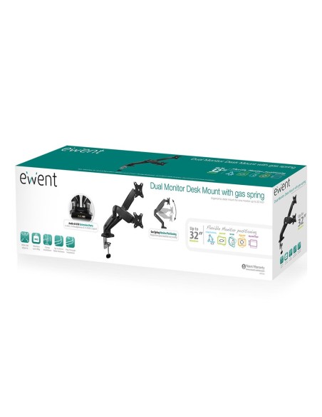 Ewent EW1516 soporte para monitor 81,3 cm (32") Abrazadera Atornillado Negro