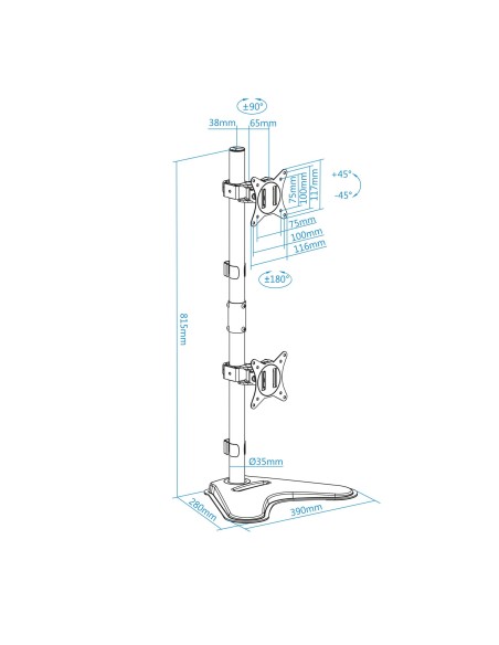 TooQ DB1703TNV-B soporte para monitor 81,3 cm (32") Independiente Negro