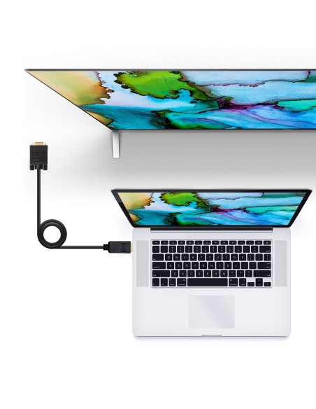 Nanocable Cable conversor DISPLAYPORT a VGA, DP M - VGA M, Negro, 2.0 M