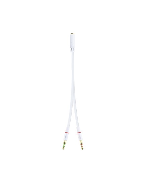 Nanocable Cable Adaptador Audio Jack 3.5 H de 4 Pines a 2 Jack 3.5 M de 3 Pines, Blanco, 20 Cm