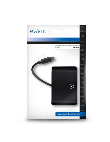Ewent EW9827 hub de interfaz USB 3.2 Gen 1 (3.1 Gen 1) Type-C 5000 Mbit s Negro
