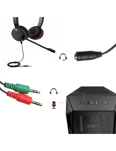 Ewent EC1642 cable de audio 0,15 m 3,5mm 2 x 3,5mm Negro, Verde, Rojo