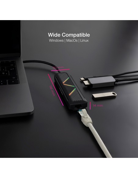 Nanocable 10.16.0501 base para portátil y replicador de puertos Alámbrico USB 3.2 Gen 1 (3.1 Gen 1) Type-C Negro