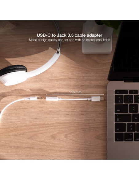 Nanocable Adaptador Audio USB-C-M a Jack-H, Blanco