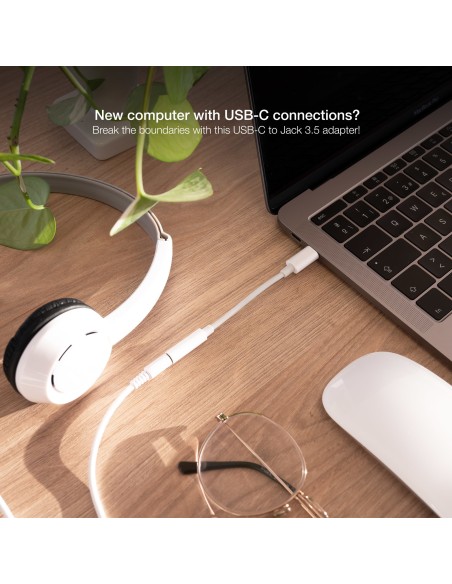 Nanocable Adaptador Audio USB-C-M a Jack-H, Blanco