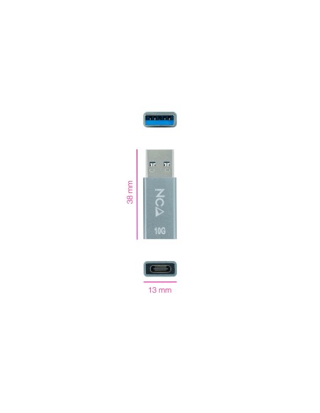 Nanocable Adaptador USB-A 3.1 GEN2 a USB-C, USB-A M-USB-C H, Gris
