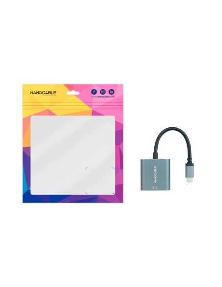 Nanocable Conversor USB-C a DVI-D, 15 cm, Gris