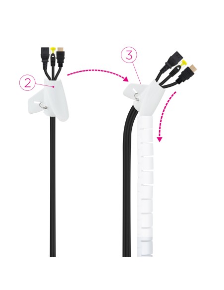 Nanocable Organizador cables flex. 25mm 1 M Blanco