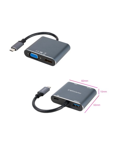 Nanocable Converosr USB-C a HDMI VGA USB3.0 PD
