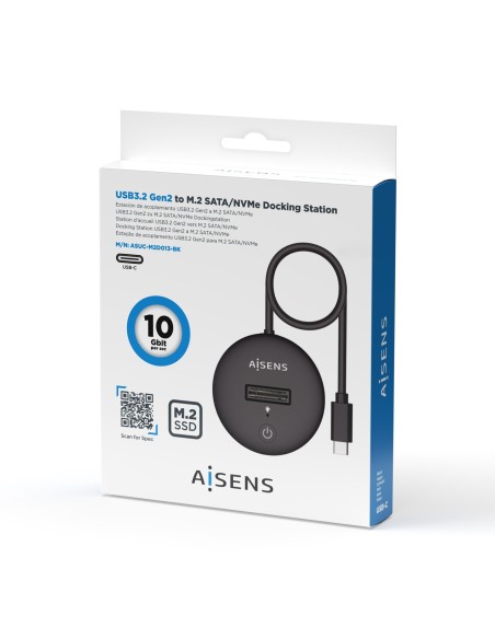 Aisens USB-C Dock M.2 Sata Nvme-Usb3.1 Gen2 Negra