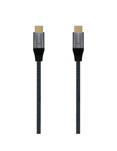 AISENS CABLE USB 2.0 ALUMINIO 5A 100W E-MARK USB-C M-USB-C M GRIS 1.0M