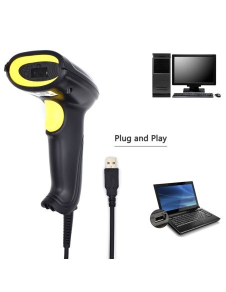 Ewent EW3410 lector de código de barras Lector de códigos de barras portátil 2D LED Negro