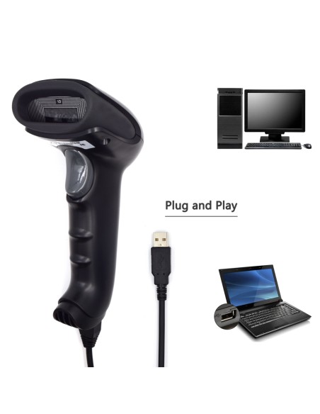 Ewent EW3420 lector de código de barras Lector de códigos de barras portátil 1D CCD Negro