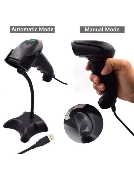 Ewent EW3420 lector de código de barras Lector de códigos de barras portátil 1D CCD Negro