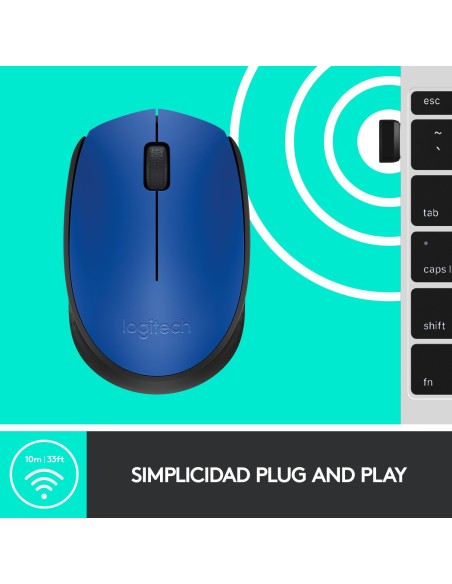 Logitech M171 Inalámbrico 1000DPI Azul