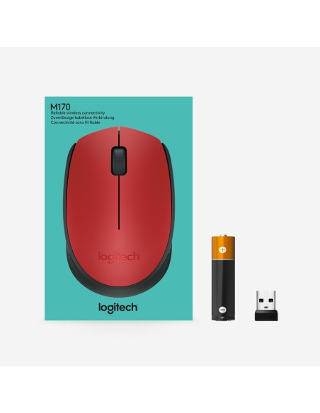 Logitech M171 Inalámbrico 1000DPI Rojo