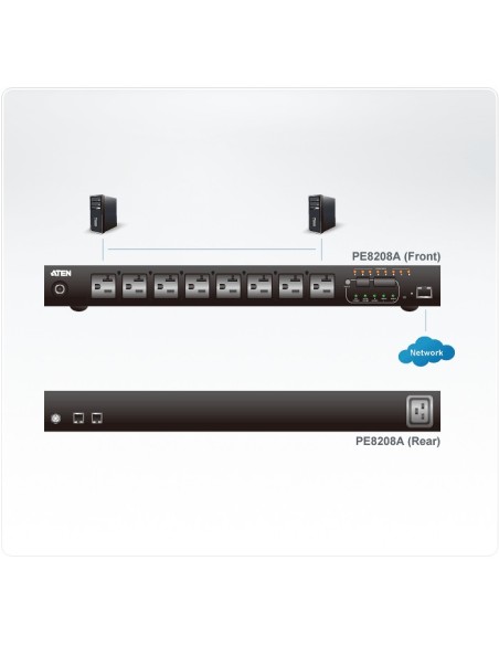 Aten PE8208G unidad de distribución de energía (PDU) 8 salidas AC 1U Negro