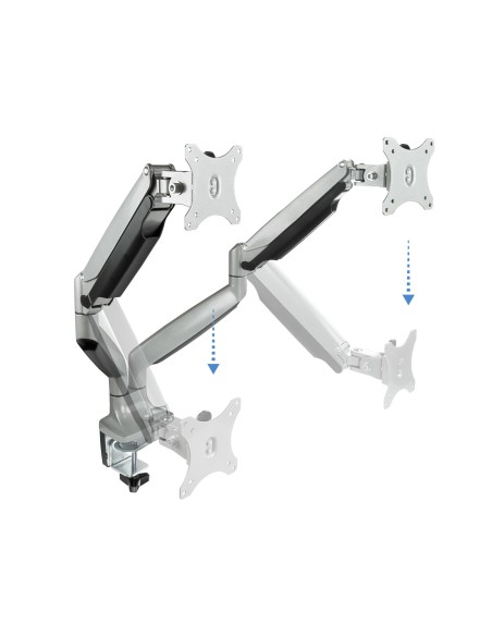 TooQ Soporte de Mesa Giratorio e Inclinable para 2 Pantallas (Monitor   TV Plasma LCD LED) 13” – 32”, Dos Brazos, Plata